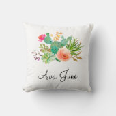 Persoonlijke babymeisjescadeautjes, cactus-naam kussen (Voorkant)