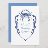 Persoonlijke babynaamkaart Blauwe Krab Kaart (Voorkant / Achterkant)