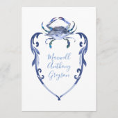 Persoonlijke babynaamkaart Blauwe Krab Kaart (Voorkant)