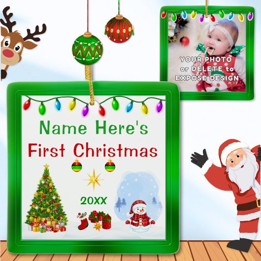 Persoonlijke babyornamenten eerste kerst keramisch ornament