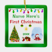 Persoonlijke babyornamenten eerste kerst keramisch ornament (Voorkant)