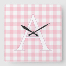 Persoonlijke babyroze gingham monogram