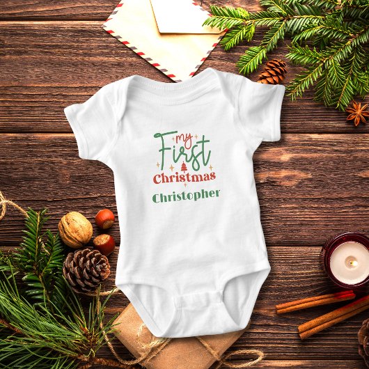 Persoonlijke baby's eerste kerstcadeau romper