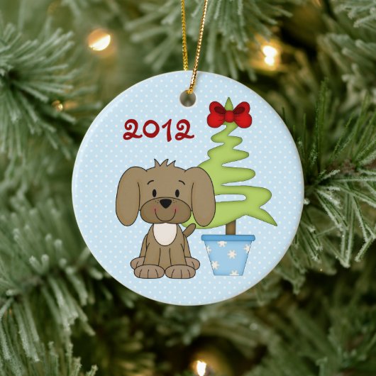Persoonlijke baby's eerste kerstcadeauhond keramisch ornament (Boom)