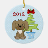 Persoonlijke baby's eerste kerstcadeauhond keramisch ornament (Voorkant)