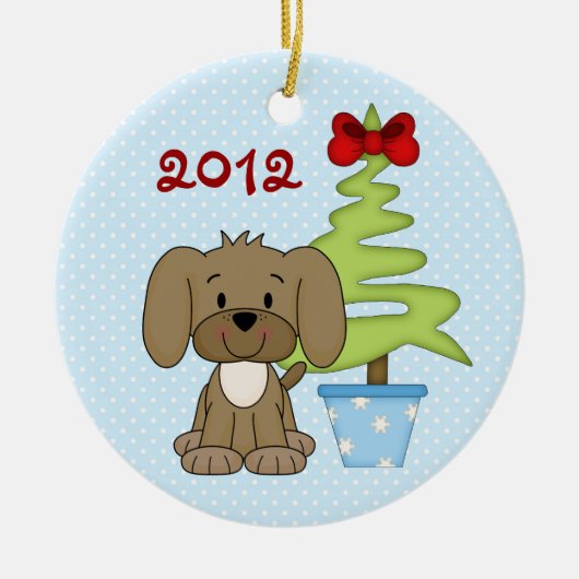 Persoonlijke baby's eerste kerstcadeauhond keramisch ornament (Voorkant)