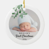 Persoonlijke baby's eerste kerstfoto Foto Keramisch Ornament (Achterkant)