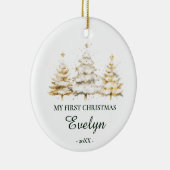 Persoonlijke Baby's Eerste Kerstmis, Wit Keramisch Ornament (Rechts)