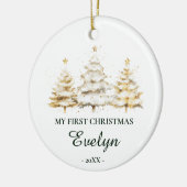 Persoonlijke Baby's Eerste Kerstmis, Wit Keramisch Ornament (Links)