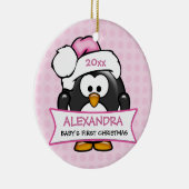 Persoonlijke baby's eerste kerstpinguïn keramisch ornament (Rechts)