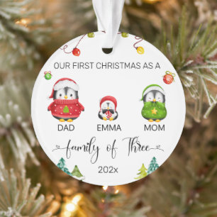 Persoonlijke baby's eerste kerstpinguïn ornament