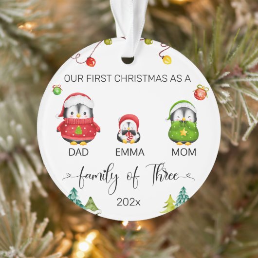 Persoonlijke baby's eerste kerstpinguïn ornament (Boom)