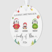 Persoonlijke baby's eerste kerstpinguïn ornament (voorkant)