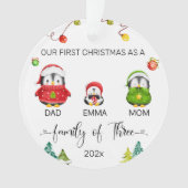 Persoonlijke baby's eerste kerstpinguïn ornament (voorkant)
