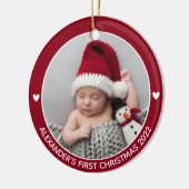 Persoonlijke baby's voor eerste kerstfoto keramisch ornament (Links)