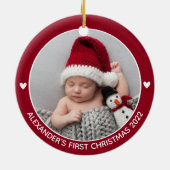 Persoonlijke baby's voor eerste kerstfoto keramisch ornament (Achterkant)