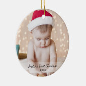 Persoonlijke baby's voor eerste kerstfoto keramisch ornament (Rechts)