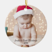 Persoonlijke baby's voor eerste kerstfoto keramisch ornament (Voorkant)