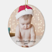 Persoonlijke baby's voor eerste kerstfoto keramisch ornament (Links)