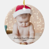 Persoonlijke baby's voor eerste kerstfoto keramisch ornament (Achterkant)