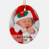 Persoonlijke baby's voor eerste kerstfoto keramisch ornament (Rechts)