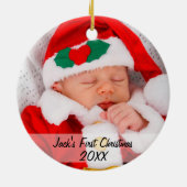 Persoonlijke baby's voor eerste kerstfoto keramisch ornament (Achterkant)
