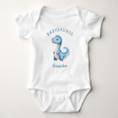 Persoonlijke Babysaurus Blauwe Dinosaurussen Jonge Romper (Voorkant)