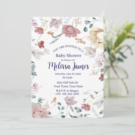 Persoonlijke babyshower uitnodiging (Staand voorkant)