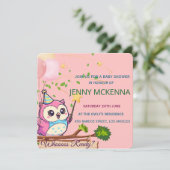 Persoonlijke babyshower uitnodiging, uil ontwerp kaart (Staand voorkant)