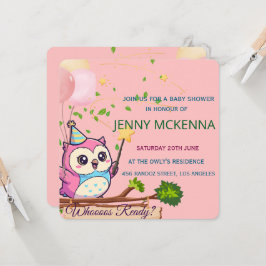 Persoonlijke babyshower uitnodiging, uil ontwerp kaart