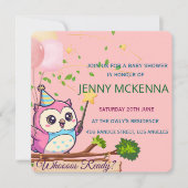 Persoonlijke babyshower uitnodiging, uil ontwerp kaart (Voorkant)