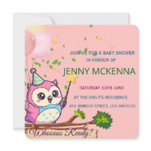 Persoonlijke babyshower uitnodiging, uil ontwerp