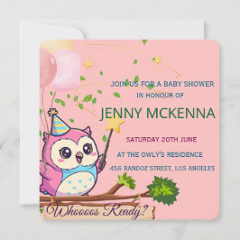 Persoonlijke babyshower uitnodiging, uil ontwerp kaart