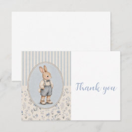 Persoonlijke babyshoweruitnodiging, vintage konijn bedankkaart