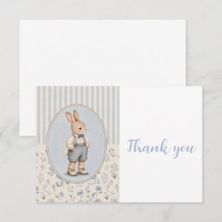 Persoonlijke babyshoweruitnodiging, vintage konijn bedankkaart