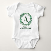 Persoonlijke babysnaam met eucalyptus waterverf romper (Voorkant)