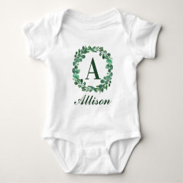 Persoonlijke babysnaam met eucalyptus waterverf romper