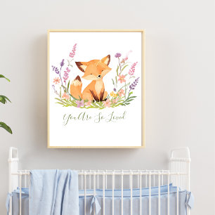 Persoonlijke babyspecht wilde bloemen kinderkamer poster