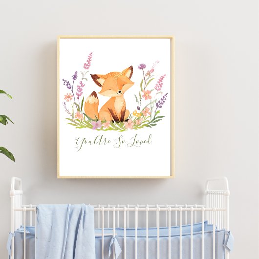Persoonlijke babyspecht wilde bloemen kinderkamer  poster