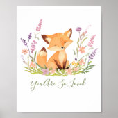 Persoonlijke babyspecht wilde bloemen kinderkamer  poster (Voorkant)