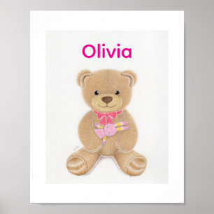 Persoonlijke babyspeelgoedbeer voor meisjes poster