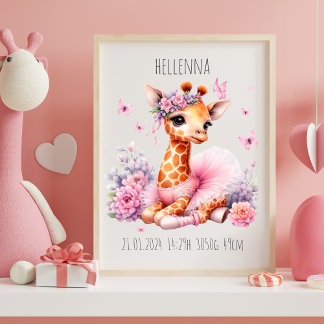 Persoonlijke babyspeelgoedposter van een giraffe d perfect poster