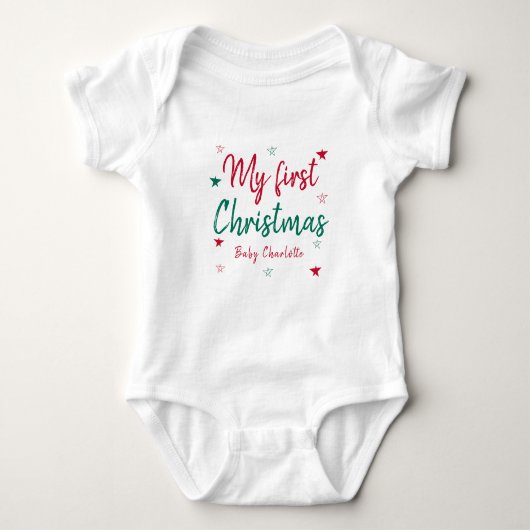 Persoonlijke babysuit Naam 1e kerstdag Romper (Voorkant)
