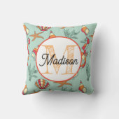 Persoonlijke baddoek met monogram strand thema kus kussen (Achterkant)