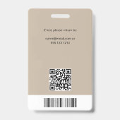 Persoonlijke badge foto QR-code Beige (Achterkant)