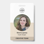 Persoonlijke badge foto QR-code Beige (Voorzijde)