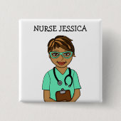 Persoonlijke badge voor de naam van de verpleegkun vierkante button 5,1 cm (Voorkant)