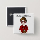 Persoonlijke badge voor de naam van de verpleegkun vierkante button 5,1 cm (Voorkant /achterkant)