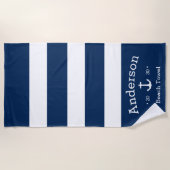 Persoonlijke badhanddoek - Blauw & Wit Nautilus (Voorkant)