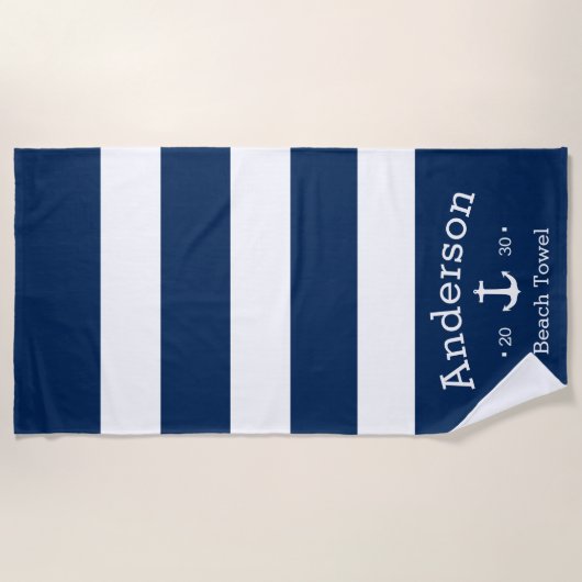 Persoonlijke badhanddoek - Blauw & Wit Nautilus (Voorkant)